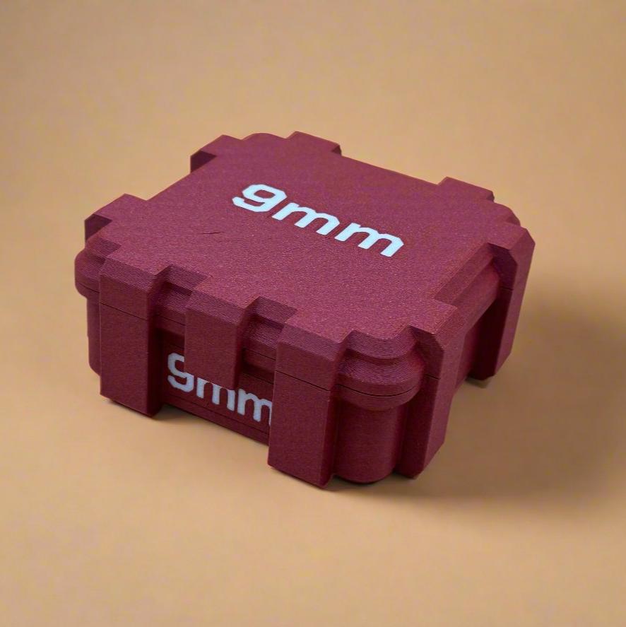 9mm Luger Ammunition Storage Container - Crate Box Style - 25 rounds