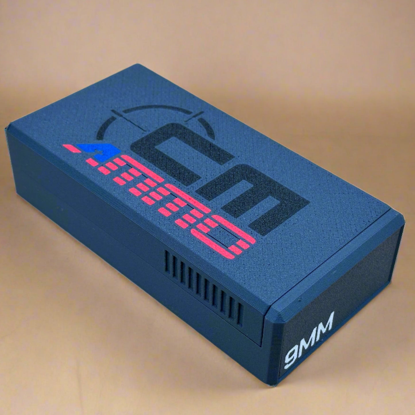 CMAMMO Branded 9mm Luger Ammunition Storage Container - Slide Box Style - 50 rounds