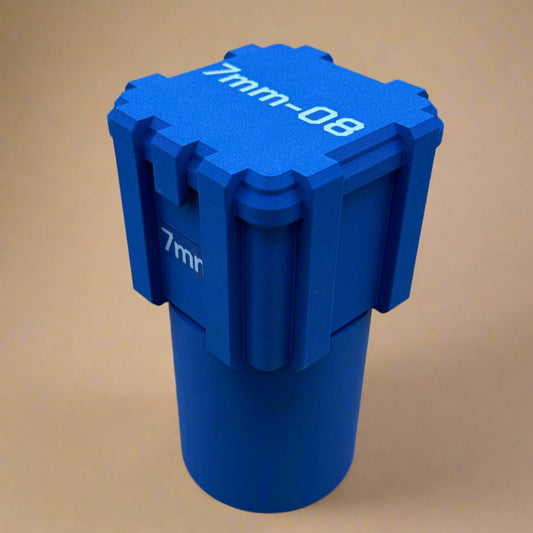 Kustom 7mm-08 Ammunition Storage Container with Integrated Cupholder Sleeve - Crate Box Style - 25 rounds