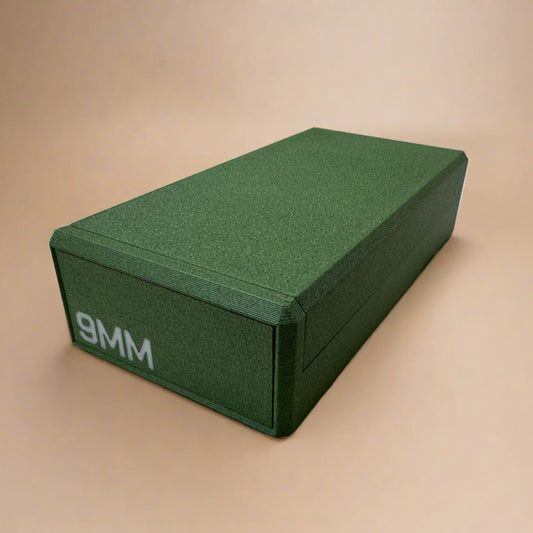 9mm Luger Ammunition Storage Container - Slide Box Style - 50 rounds