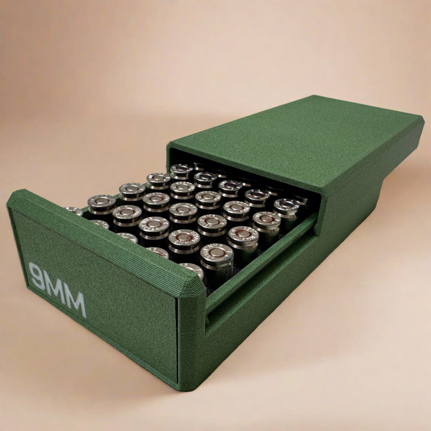 9mm Luger Ammunition Storage Container - Slide Box Style - 50 rounds