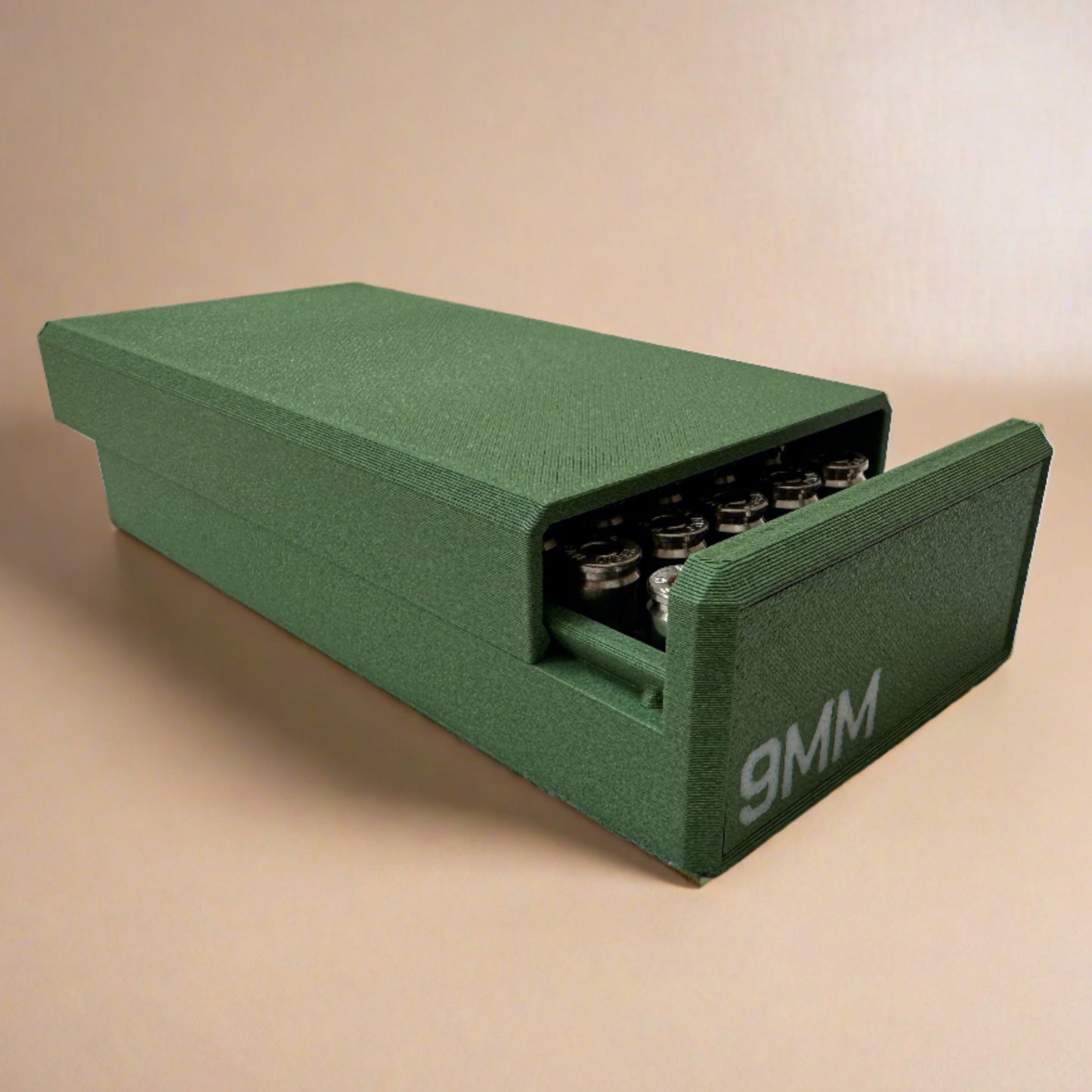 9mm Luger Ammunition Storage Container - Slide Box Style - 50 rounds