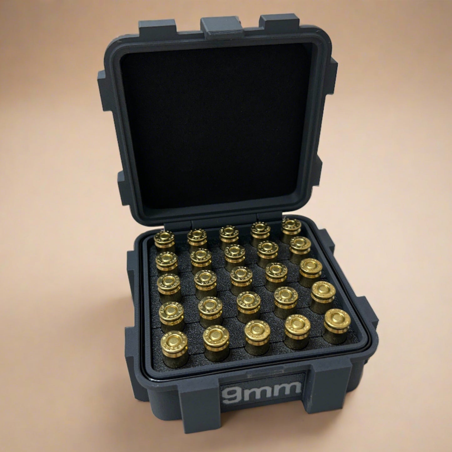 9mm Luger Ammunition Storage Container - Crate Box Style - 25 rounds